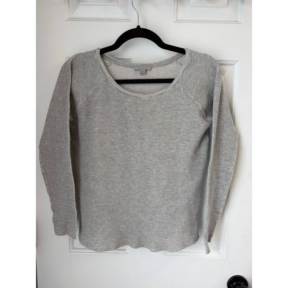 COS Heather Gray Waffle Knit Cotton Blend Women's Sweater Cardigan Size XS